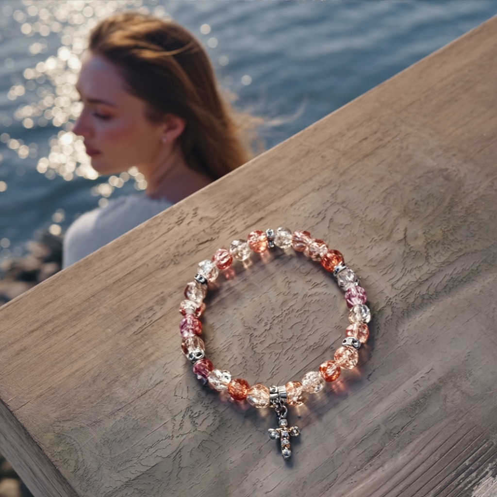 Blush & Grace Rhinestone Glass Bracelet | Christian Jewelry | Salt and Light