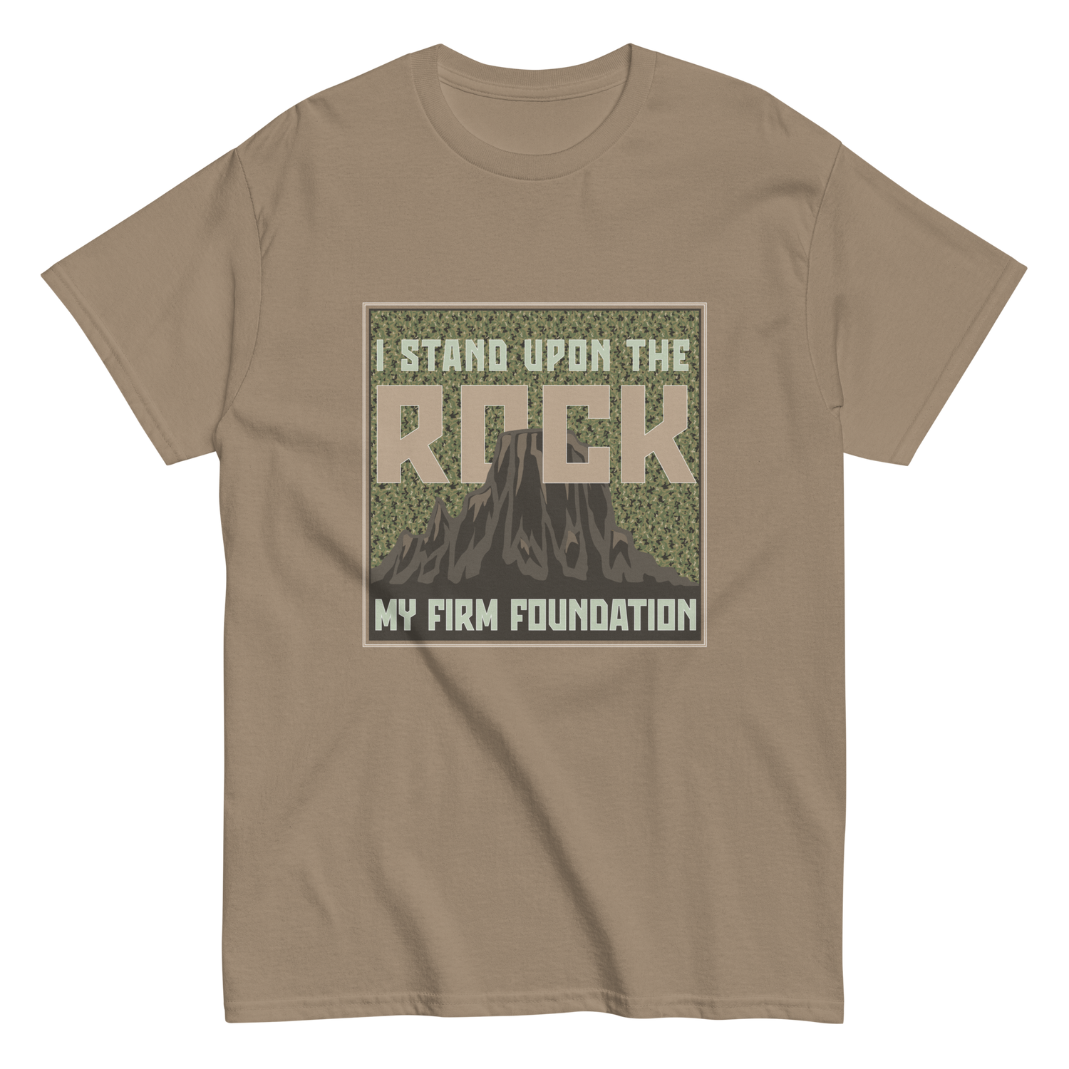 Rock is My Firm Foundation CAMO Christian T-shirt