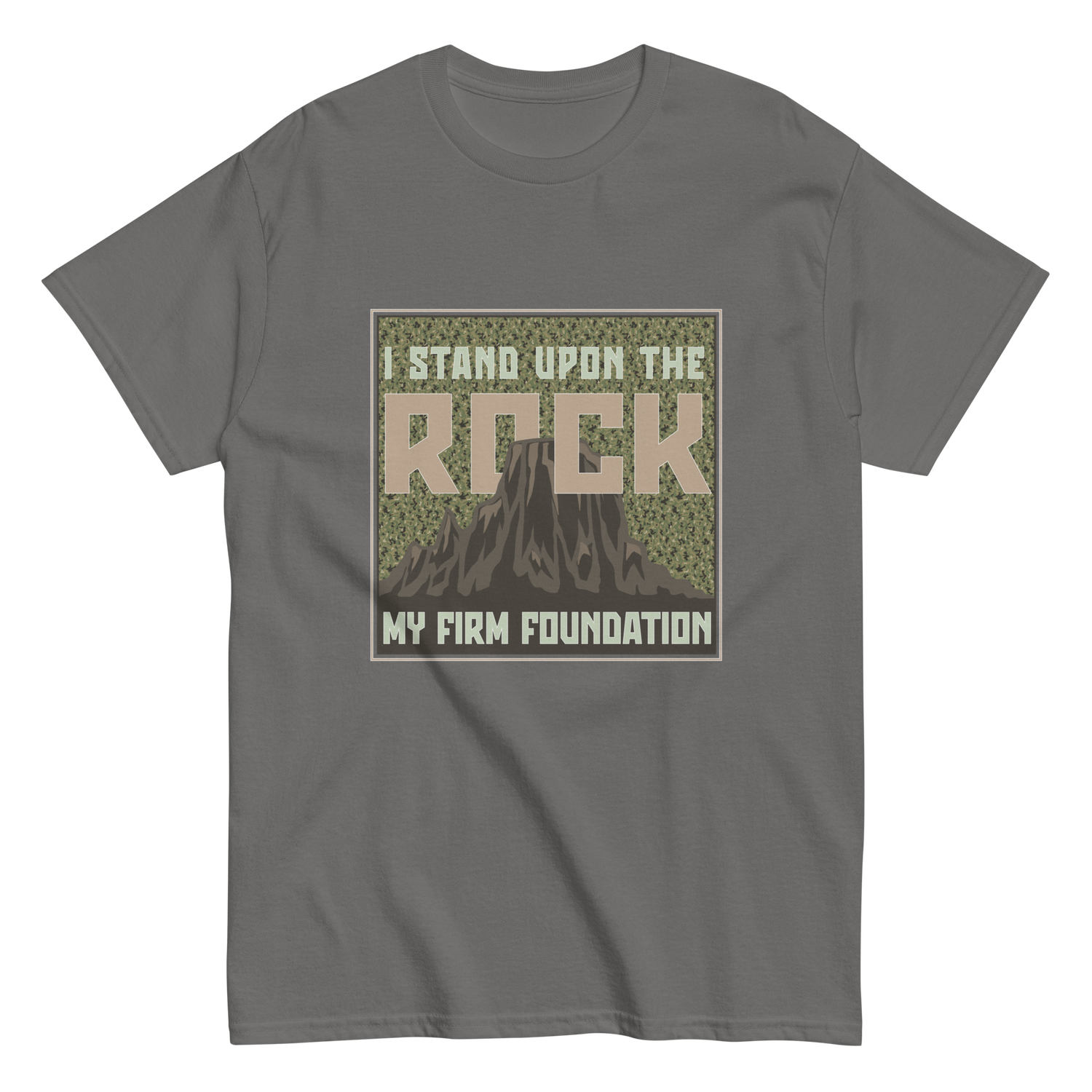 Rock is My Firm Foundation CAMO Christian T-shirt