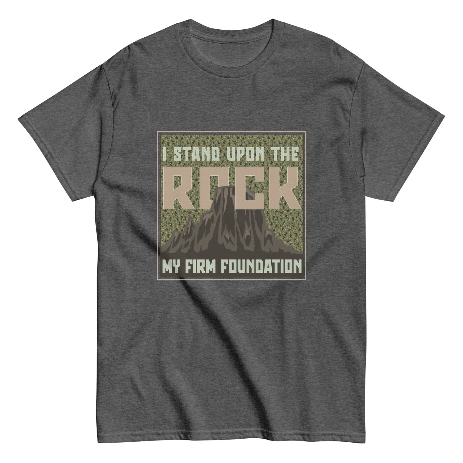 Rock is My Firm Foundation CAMO Christian T-shirt