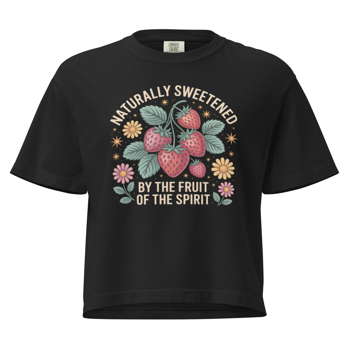 Naturally Sweetened Fruit of the Spirit Comfort Colors Women’s Boxy Christian T-shirt in Black – Salt and Light Merch