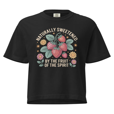 Naturally Sweetened Fruit of the Spirit Comfort Colors Women’s Boxy Christian T-shirt in Black – Salt and Light Merch