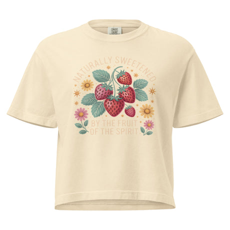 Naturally Sweetened Fruit of the Spirit Comfort Colors Women’s Boxy Christian T-shirt in beige – Salt and Light Merch