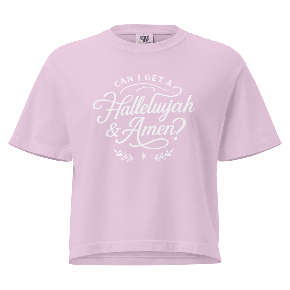 Can I Get a Hallelujah & Amen Comfort Colors Women’s Boxy Christian T-shirt in Pink – Salt and Light Merch