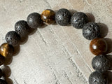 Lava Stone Tiger’s Eye White Cross Bracelet | Salt and Light Merch