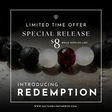 Redemption Christian Bracelet with black lava stone beads, frosted white beads, and a deep red centerpiece bead – faith jewelry by Salt and Light Merch.