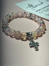 Rhinestone Cross Bracelet: Crackle Glass | Salt and Light Merch