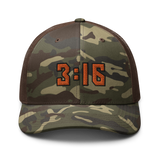 3:16 Orange Camouflage Trucker Hat