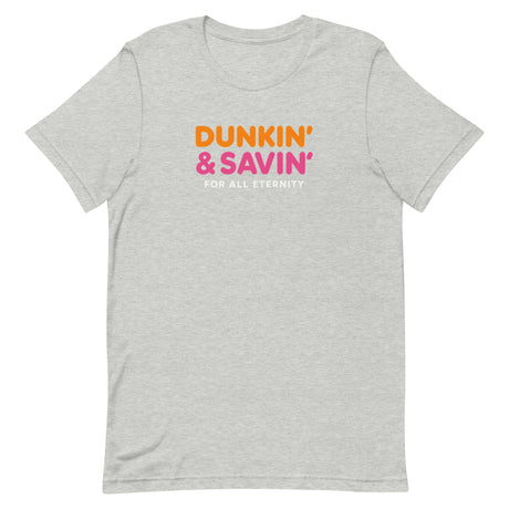 Dunkin’ & Savin’ Christian Parody T-shirt in Heather Gray – Salt and Light Merch