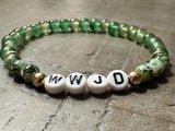 WWJD Green Beaded Stretch Bracelet | Salt and Light Merch