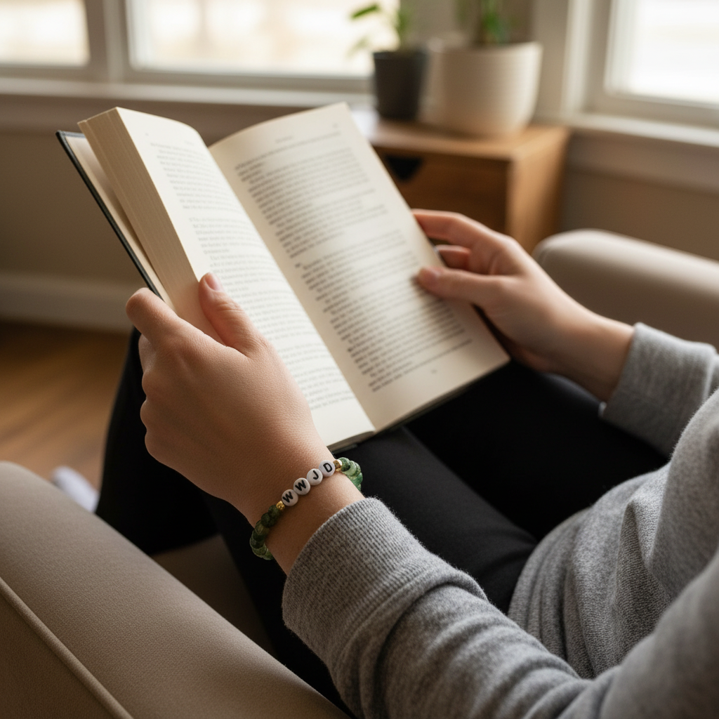 WWJD Green Beaded Stretch Bracelet | Salt and Light Merch