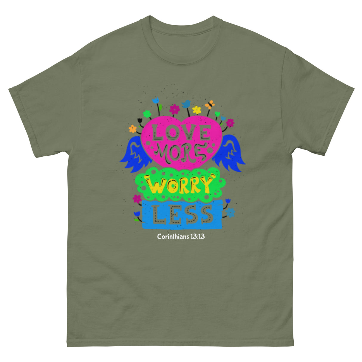 Love More Worry Less Retro Christian T-shirt