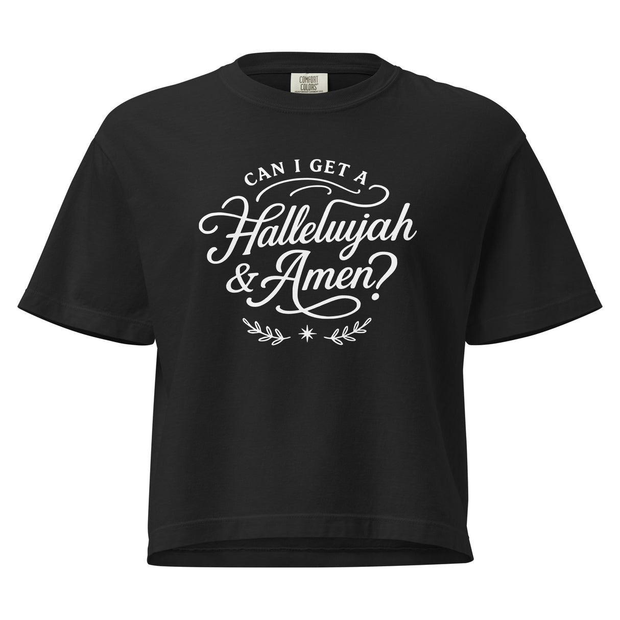 Can I Get a Hallelujah & Amen Comfort Colors Women’s Boxy Christian T-shirt in Black – Salt and Light Merch