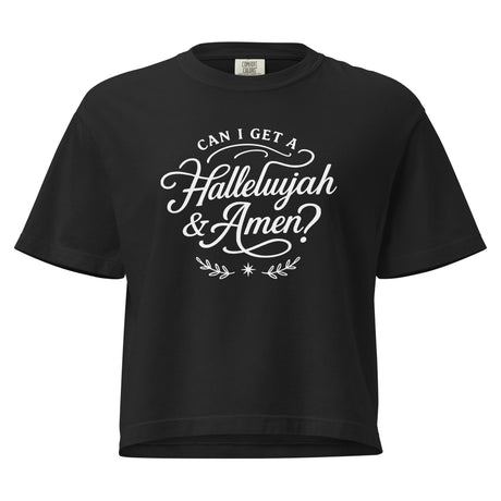Can I Get a Hallelujah & Amen Comfort Colors Women’s Boxy Christian T-shirt in Black – Salt and Light Merch